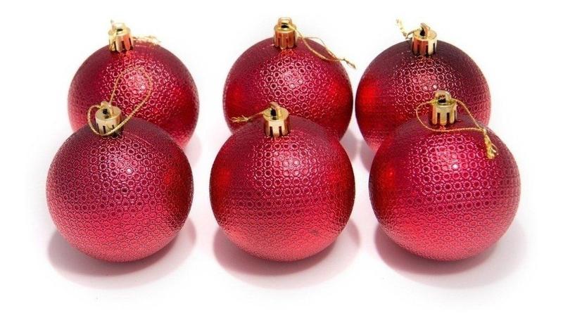 Imagem de Kit 12 Bolas Natalinas Enfeite Árvore de Natal 7cm Vermelho