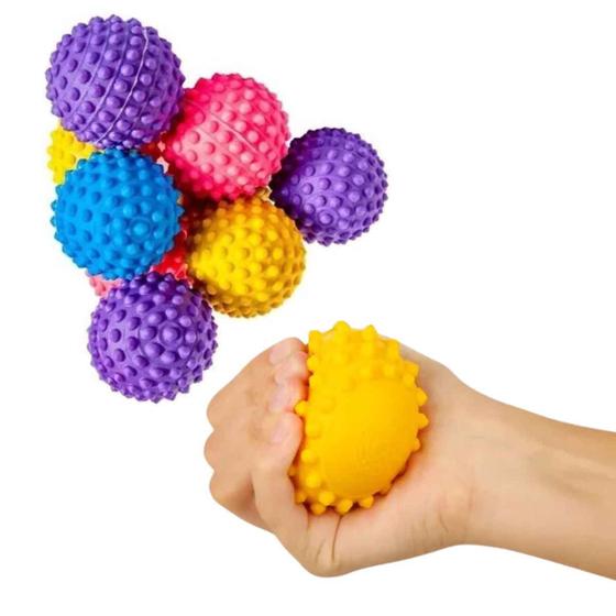 Imagem de Kit 12 Bolinhas Com Cravos Líder Brinquedos Anti Stress Estresse Massagem Fisioterapia