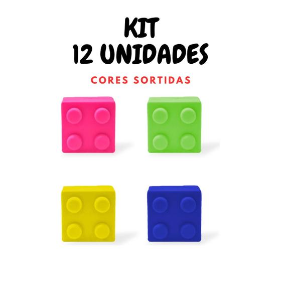 Imagem de Kit 12 Borrachas Acrilex Blocos De Montar Coloridos Sortidos