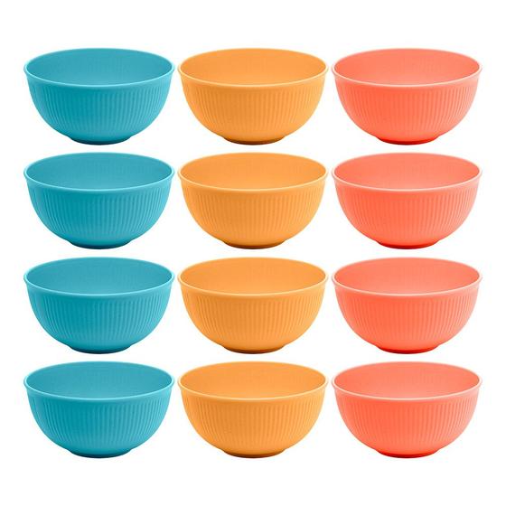 Imagem de Kit 12 Bowl Fibra de Bambu PP Resistente Stripes Cores Sortidas Tigela 15cm Lyor