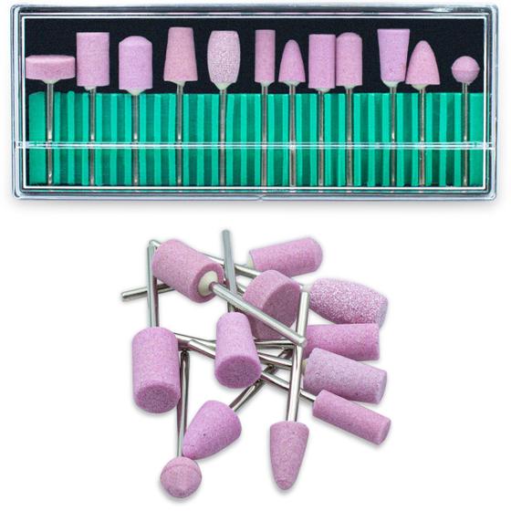 Imagem de Kit 12 Brocas Polimento Profissional Unhas Gel Acrigel Fibra de Vidro