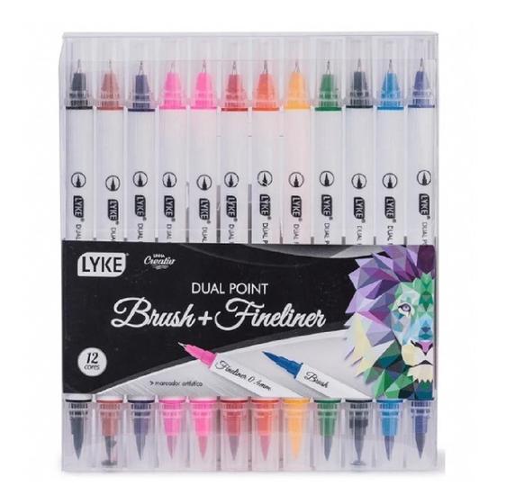 Kit 12 Brush Caneta Pen Duas Pontas Dupla Pincel Fineliner Menor preço em Kit 12 Brush Caneta Pen Duas Pontas Dupla Pincel Fineliner
