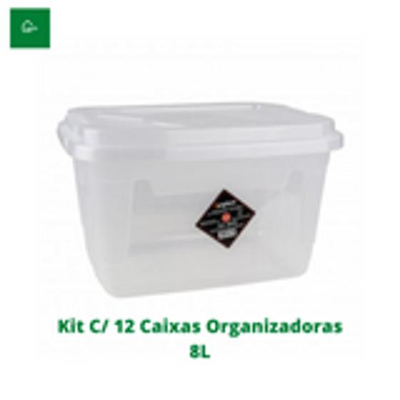 Imagem de Kit 12 Caixas Organizadoras Multiuso Transparente 8L com Trava