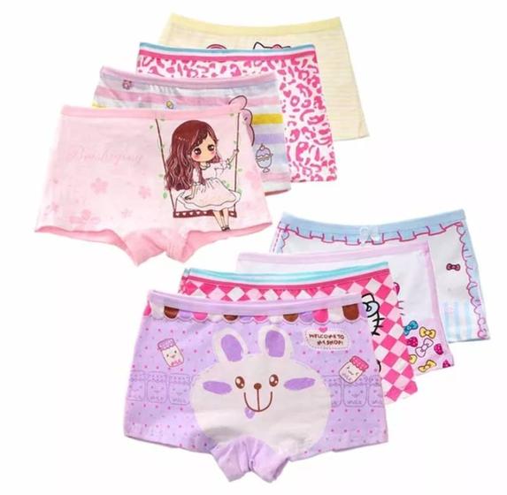 Imagem de Kit 12 Calcinhas infantil Box Boxer (2a10 anos) 100% Cotton Algodão