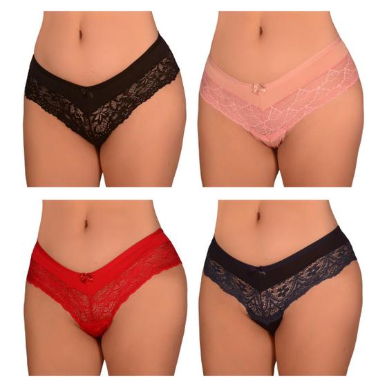 Imagem de Kit 12 Calcinhas PLUS SIZE de Microfibra Rendada Tanga Roupa Renda Sexy Sensual Grande Confortável Sex Atacado Feminino