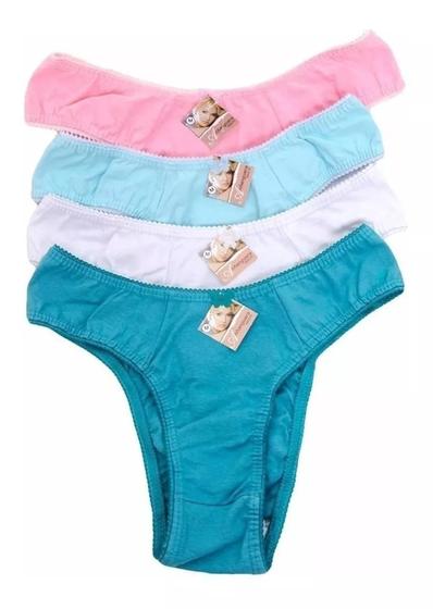Imagem de Kit 12 Calcinhas Tanga Em Algodão Adulto Lisa E Estampada
