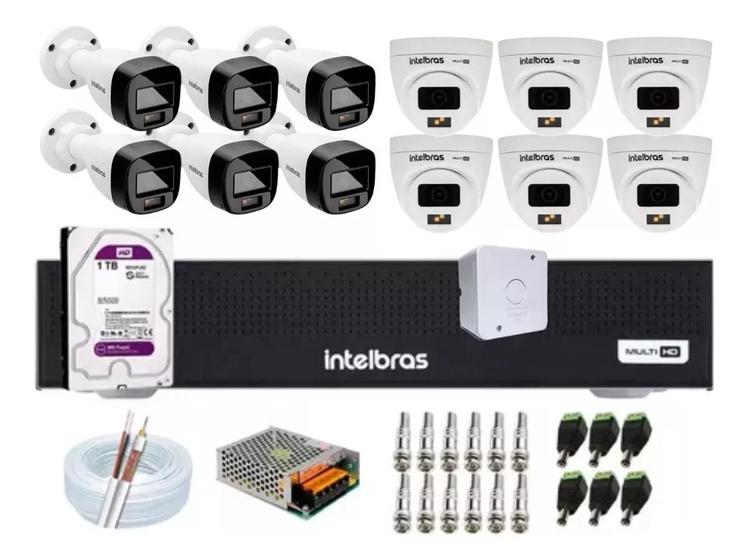 Imagem de Kit 12 Cameras Intelbras 3220 Full Color Com Microfone, Dvr 16ch Mhdx 3116c 1tb