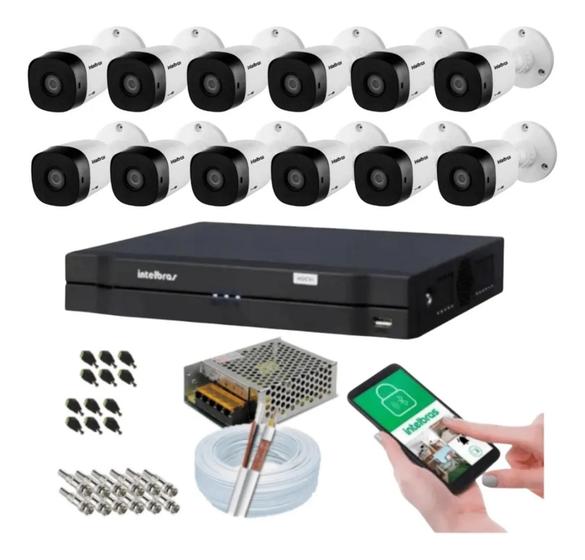 Imagem de Kit 12 Câmeras Intelbras Multi Hd 1120b Dvr 16 Canais s/ Hd