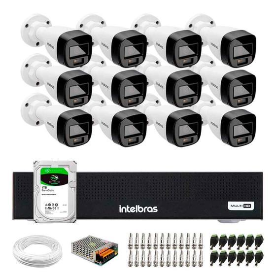 Imagem de Kit 12 Câmeras Intelbras VHD 1220 B G7 Full Color Bullet Full HD 1080p Multi HD IR 20m + Dvr Intelbras MHDX 1016-C 16 Canais + HD 1TB Barracuda