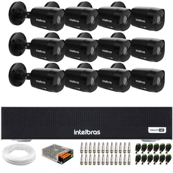 Imagem de Kit 12 Câmeras Intelbras VHD 1230 B Full HD 1080p Bullet Black G7 Visão Noturna 30m IP67 + Dvr Intelbras MHDX 1016-C 16 Canais