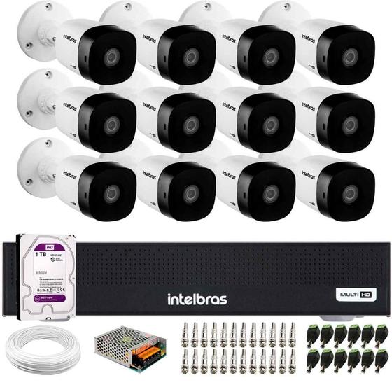 Imagem de Kit 12 Câmeras Intelbras VHD 1230 B Full HD 1080p Bullet Visão Noturna de 30 metros IP67 + Dvr Intelbras MHDX 1016-C 16 Canais + HD 1TB Purple