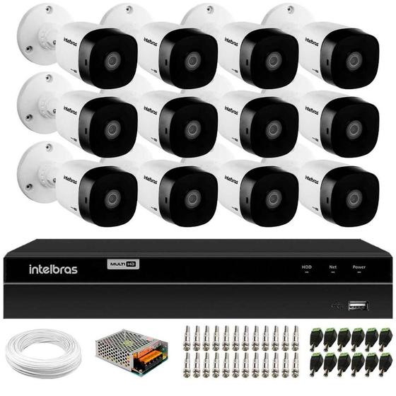 Imagem de Kit 12 Câmeras Intelbras VHD 1230 B Full HD 1080p Bullet Visão Noturna de 30 metros IP67 + DVR Intelbras MHDX 1216 Full HD 16 Canais Multi HD