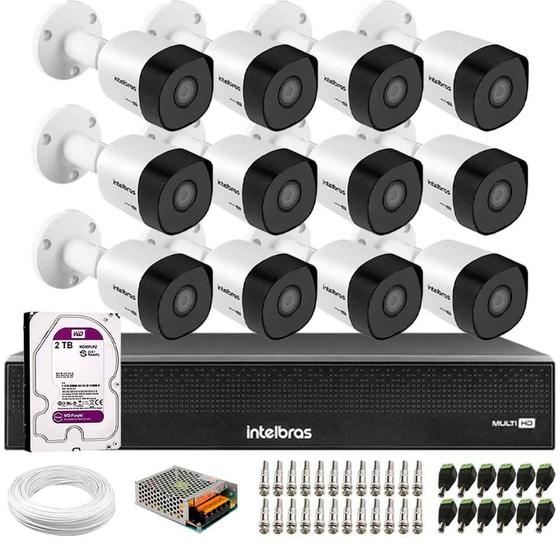 Imagem de Kit 12 Câmeras Intelbras VHD 3230 B G7 Bullet Full HD 1080p Multi HD IP67 + Dvr Intelbras MHDX 3116-C 16 Canais + HD 2TB Purple