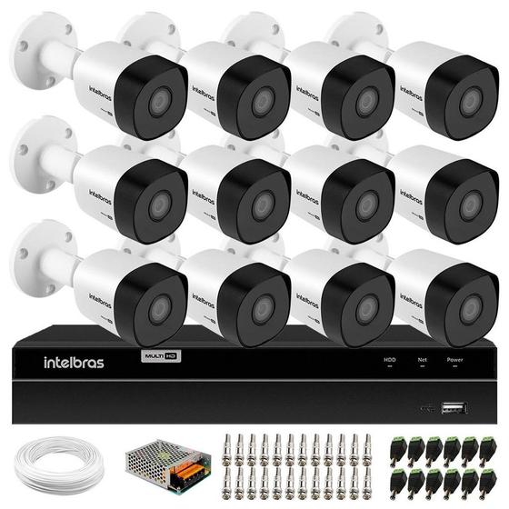 Imagem de Kit 12 Câmeras Intelbras VHD 3230 Bullet G7 Full HD 1080p, Lente 3.6mm, Visão Noturna 30m, IP67 + DVR Intelbras MHDX 1316 Full HD 16 Canais Multi HD