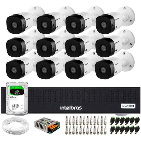 Imagem de Kit 12 Câmeras Intelbras VHL 1120 B HDCVI Lite HD 720p Lente 3.6mm Visão Noturna 20m IP66 + Dvr Intelbras MHDX 1016-C 16 Canais + HD 2TB BarraCuda