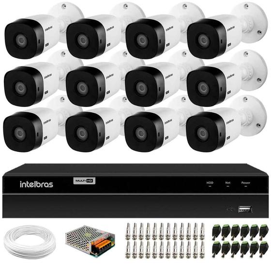 Imagem de Kit 12 Câmeras Intelbras VHL 1220 Bullet HDCVI LITE Full HD 1080p, Lente 3.6mm, Visão Noturna 20m, IP66 + DVR Intelbras MHDX 1216 Full HD 16 Canais