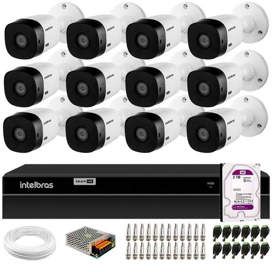 Imagem de Kit 12 Câmeras Intelbras VHL 1220 Bullet HDCVI LITE Full HD 1080p, Lente 3.6mm, Visão Noturna 20m, IP66 + DVR Intelbras MHDX 1216 Full HD 16 Canais