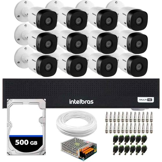 Imagem de Kit 12 Câmeras Intelbras VHL1220B Full HD 1080p Visão Noturna 20m Proteção IP66 + DVR Gravador MHDX 1016-C 16 Canais + HD 500GB