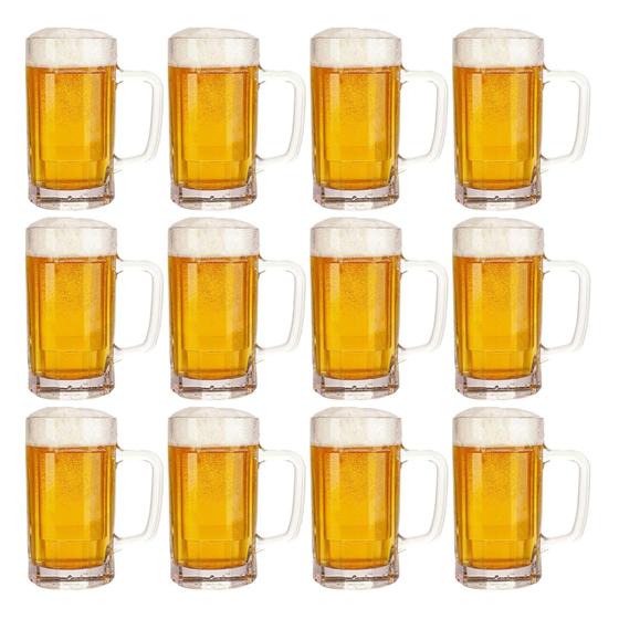 Imagem de Kit 12 Caneca De Vidro Chopp Cerveja Bebida Design Robusto 435ml Clássico Bar Restaurante
