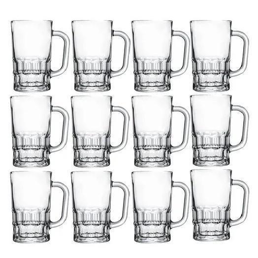 Imagem de Kit 12 Canecas Chopp De Vidro 360Ml Cerveja Bar