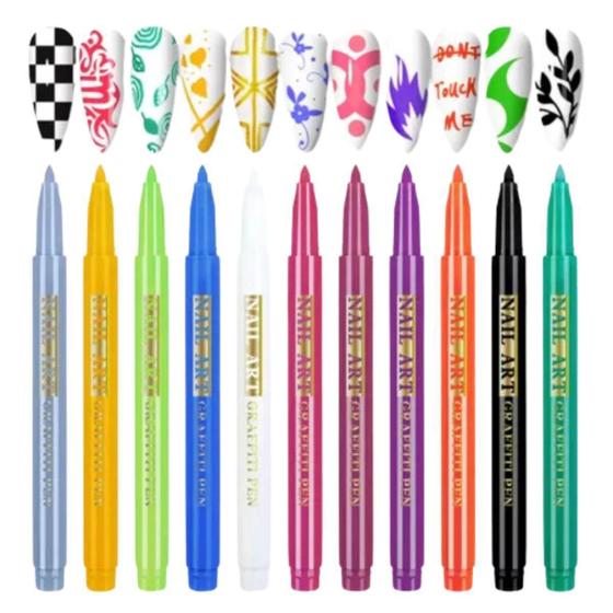 Kit 12 Caneta Decoração Desenho Unha Nail Art Acrílica 0.7Mm - Lux Hair