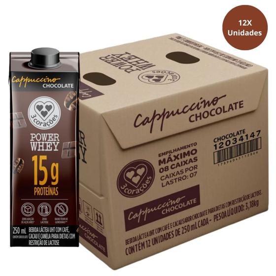 Imagem de Kit 12 Cappuccino Chocolate Power Whey  Zero Lactose 250ml