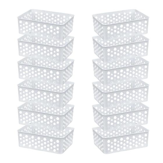 Imagem de Kit 12 Cestos Moderno Organizador Decorativo Gaveta Closet Otimização De Espaço Empilhável Multiuso