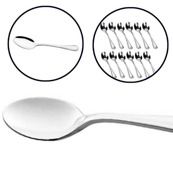 Kit 12 Colheres Café Chá Sopa Conjunto Prateada Aço Inox Faqueiro ...