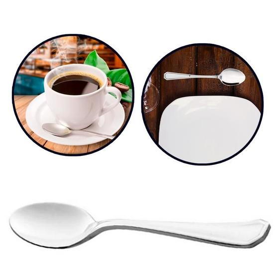 Imagem de Kit 12 Colheres Café Chá Sopa Medida Conjunto Prateada Aço Inox Servir Bar Restaurante Peça Jantar Almoço Festa