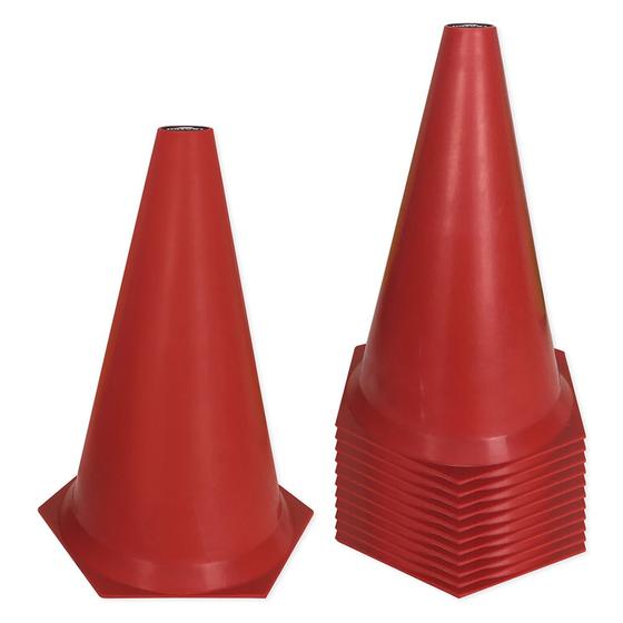 Imagem de Kit 12 Cones de Marcação de Plástico Muvin - 24cm - Treinamento Funcional, Agilidade e Fortalecimento