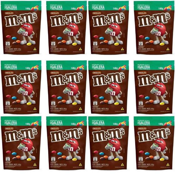 Imagem de Kit 12 Confeitos Chocolate Aoleite M&m's Sachê 148g - Mars