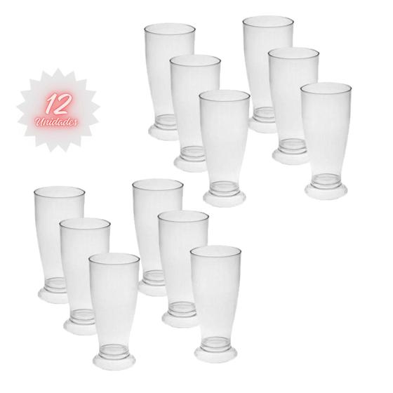 Imagem de Kit 12 Copos Mini Tulipa Acrílico Transparente 220ml Chopp