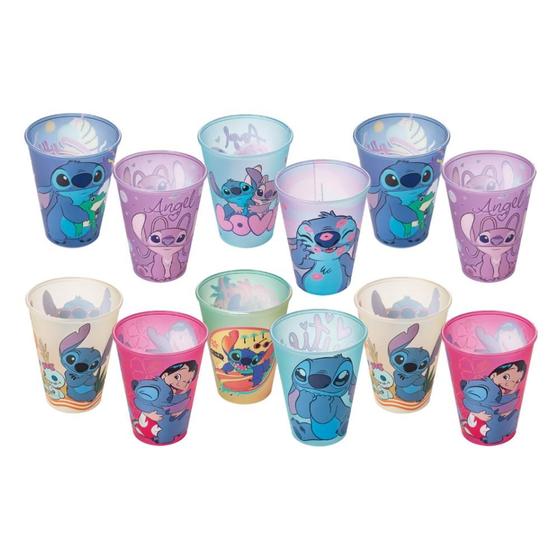 Imagem de Kit 12 copos Stitch 280 ml para lembrançinhas de aniversário colecionável reutilizável resistente