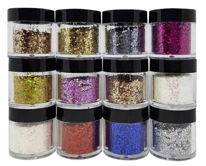 Imagem de Kit 12 Cores Glitter Flocado Encapsular Decoração Unhas