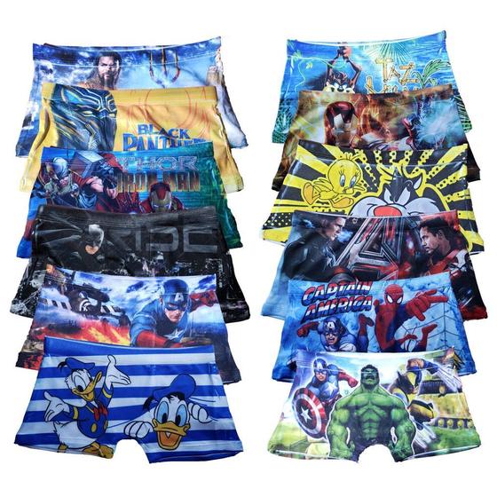 Imagem de Kit 12 Cueca Boxer Frimodas Sublimada Personagens Menino Infantil