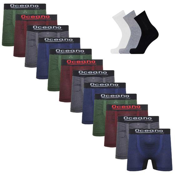 Kit 12 Cuecas Boxer Microfibra + 9 Pares de Meias M15 SORT - Cor Sortido Menor preço em Kit 12 Cuecas Boxer Microfibra + 9 Pares de Meias M15 SORT - Cor Sortido