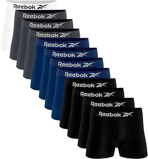 Imagem de Kit 12 Cuecas Boxer Microfibra Reebok Adulto Box Sem Costura