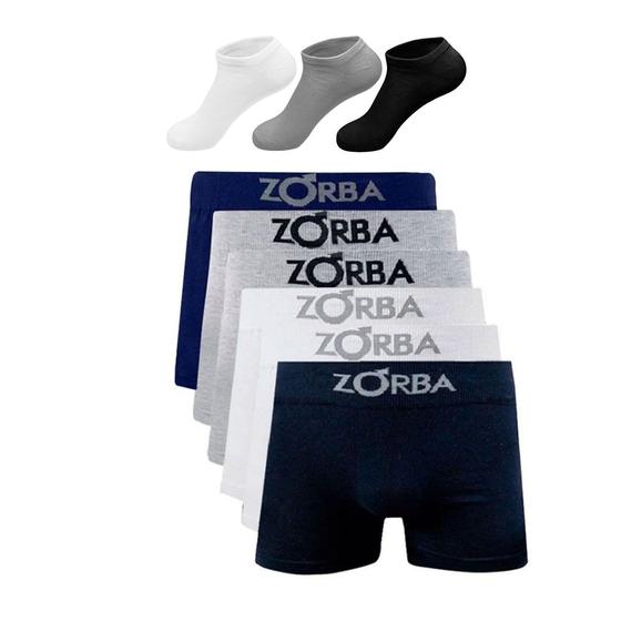 Imagem de Kit 12 Cuecas Boxer Zorba Algodão Sortida + 3 pares meia M4