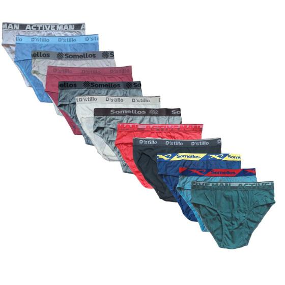 Kit 12 Cuecas Normal Slip Masculina Somellos/D'stillo/Active Man 100% Algodão Premium Man Atacado - Somellos / Active Man / Dstillo Imagem de Kit 12 Cuecas Normal Slip Masculina Somellos/D'stillo/Active Man 100% Algodão Premium Man Atacado