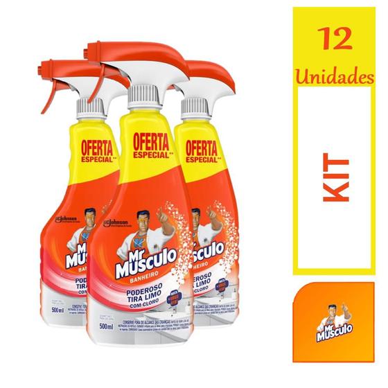 Imagem de Kit 12 Desinfetante Limpador Banheiro 500ml Mr Músculo