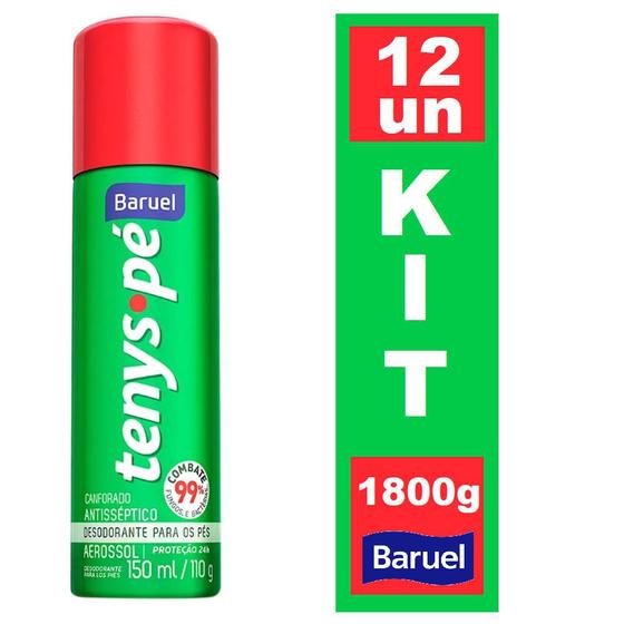Imagem de Kit 12 Desodorante Antisséptico Aerossol Pés Tenys Pé 150ml