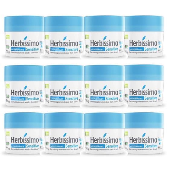 Imagem de Kit 12 Desodorante Creme Herbissimo Sensitive Antitranspirante 55g