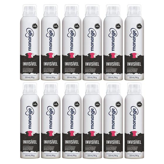 Kit 12 Desodorante Monange Invisível Aerosol Antitranspirante 48h com 150ml cada Menor preço em Kit 12 Desodorante Monange Invisível Aerosol Antitranspirante 48h com 150ml cada