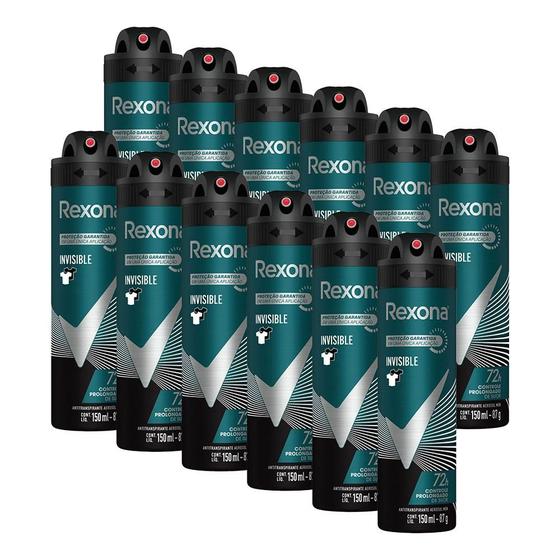 Imagem de Kit 12 Desodorante Rexona Men Antitranspirante Invisible 150ml