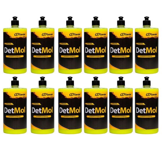 Imagem de kit 12 Detmol Shampoo Concentrado Lava Carro Moto Sandet 1l