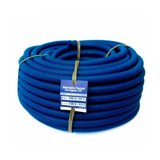 Imagem de Kit 12 Eletroduto Corrugado Azul 3/4" - 50m Extra Forte