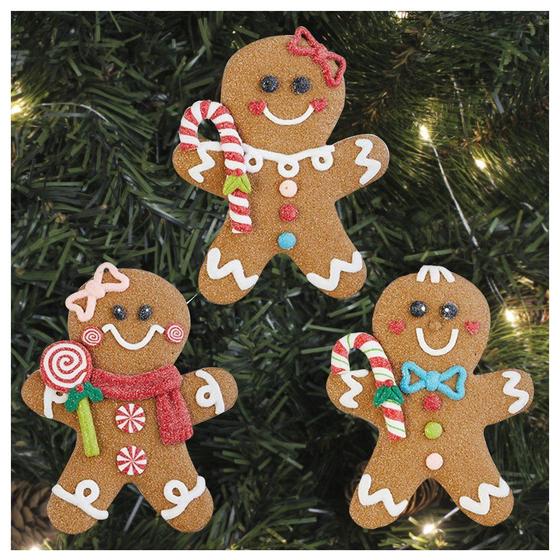 Imagem de Kit 12 Enfeites Pendente Para Árvore De Natal Biscoito Ginger 13cm