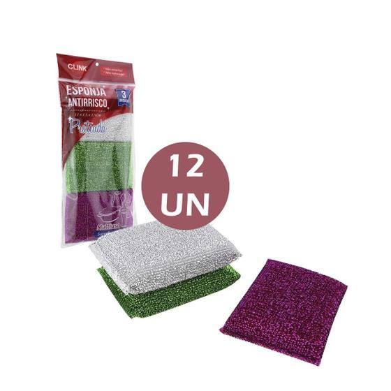 Imagem de kit 12 esponjas anti risco prateada superfícies Delicadas