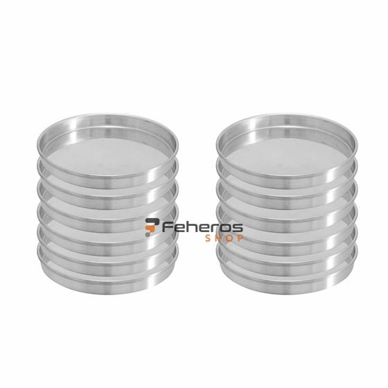 Kit 12 Formas de Pizza Brotinho 14 Cm Alumínio Com Borda Reforçada