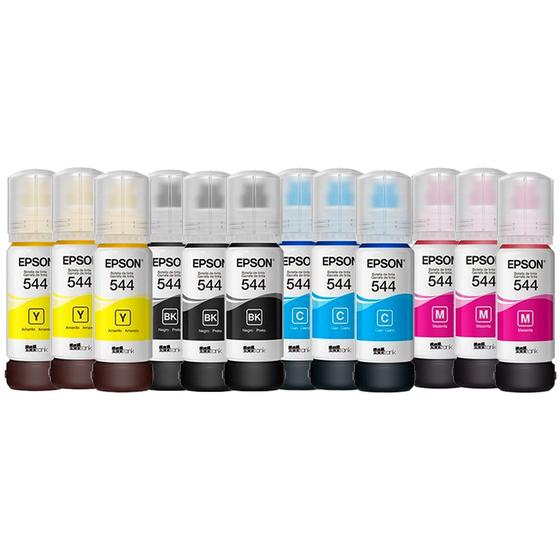 Imagem de kit 12 Garrafa de tintas T544 CMYK para impressora L3110, L5190